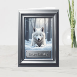 Cartão de Aniversário de Cachorro Branco Alegre