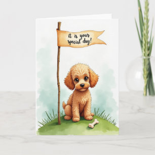 Cartão de Aniversário de Cachorro com Arte Doce