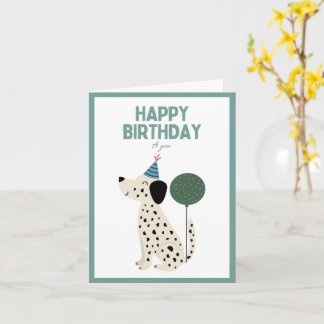 cartão de aniversário de cachorro dálmata com um v
