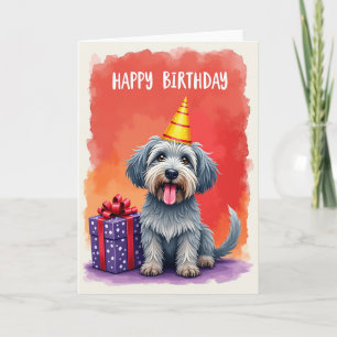 Cartão de Aniversário de Cachorro Desgrenhado
