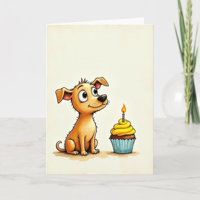 Cartão de Aniversário de Cachorro Fofo (Frente)