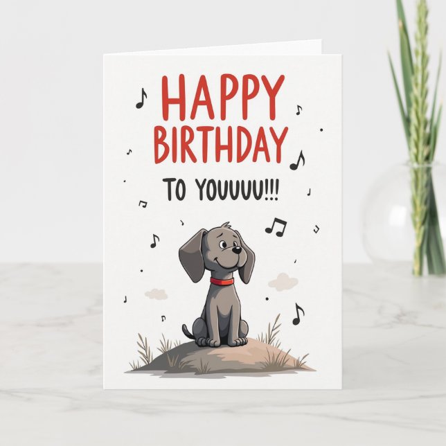Cartão de Aniversário de Cachorro Musical (Frente)