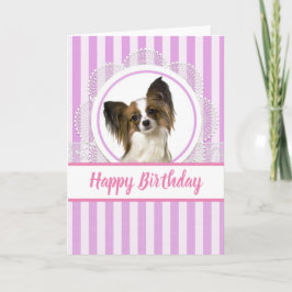 Cartão de aniversário de cachorro Papillon fofo /