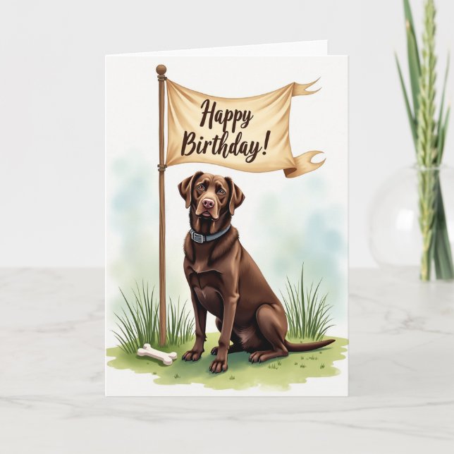 Cartão de Aniversário de Cachorro Real com Arte (Frente)