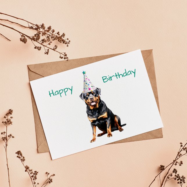 Cartão de aniversário de cachorro Rottweiler fofo (Criador carregado)