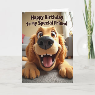 Cartão de Aniversário de Cachorro Sorridente