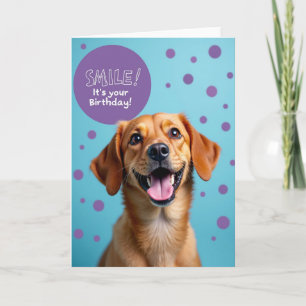 Cartão de Aniversário de Cachorro Sorridente e Ale
