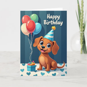 Cartão de Aniversário de Cachorro Vibrante
