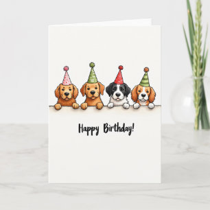 Cartão de Aniversário de Cachorros Divertidos