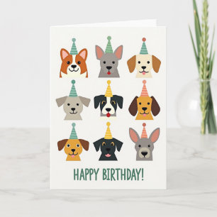 Cartão de Aniversário de Cachorros Sorridente
