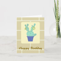 Cartão de Aniversário de Cacto de Arte em Papel e