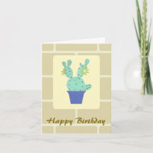 Cartão de Aniversário de Cacto de Arte em Papel e 