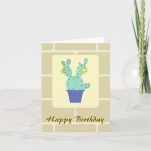 Cartão de Aniversário de Cacto de Arte em Papel e
