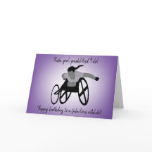 Cartão de Aniversário de Cadeira de Rodas Rapariga