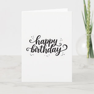 Cartão de Aniversário de Caligrafia Monocromática