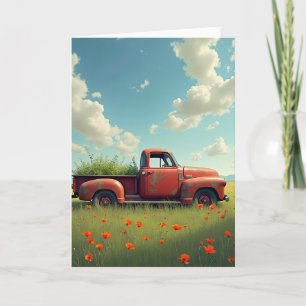 Cartão de Aniversário de Caminhão Enferrujado