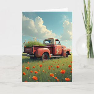 Cartão de Aniversário de Caminhão Rústico