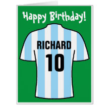 Cartão de Aniversário de Camisa de Futebol em Azul