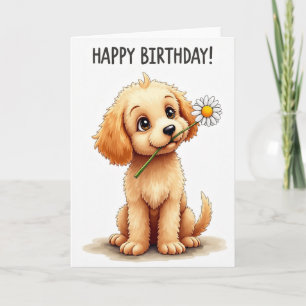 Cartão de Aniversário de Canino Encantador