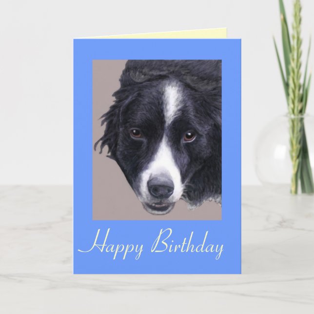 cartão de aniversário de cão collie (Frente)