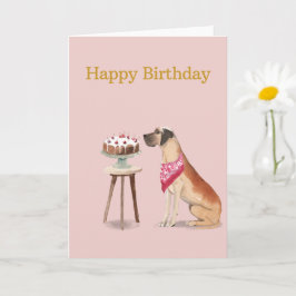 Cartão de Aniversário de Cão, Grande Dane, Feliz A
