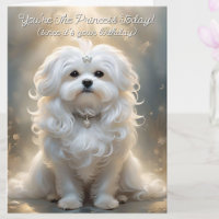 Cartão de Aniversário de Cão Maltês, Princesa Pers