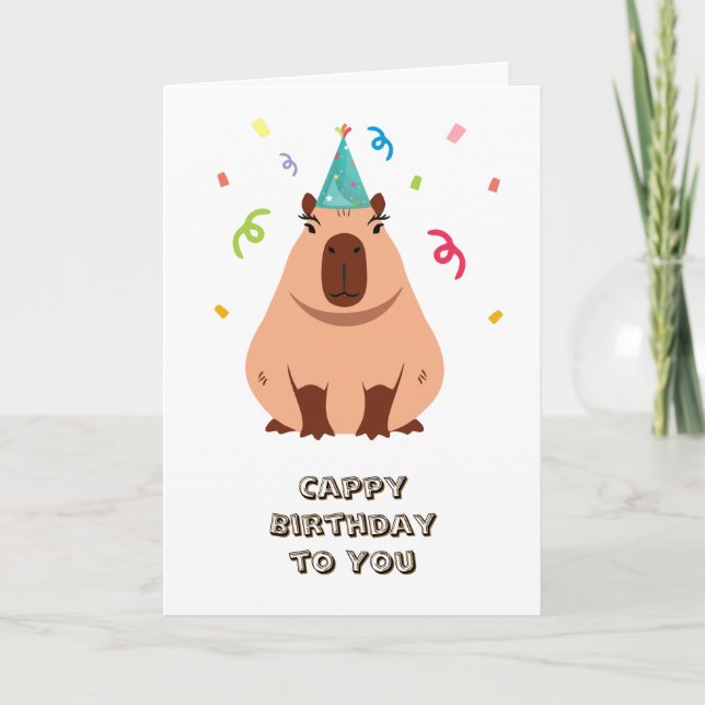 Cartão de Aniversário de Capivara Fofa (Frente)