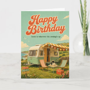 Cartão de Aniversário de Caravana Retrô para Carav