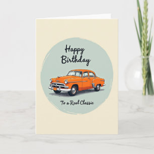 Cartão de Aniversário de Carro Antigo