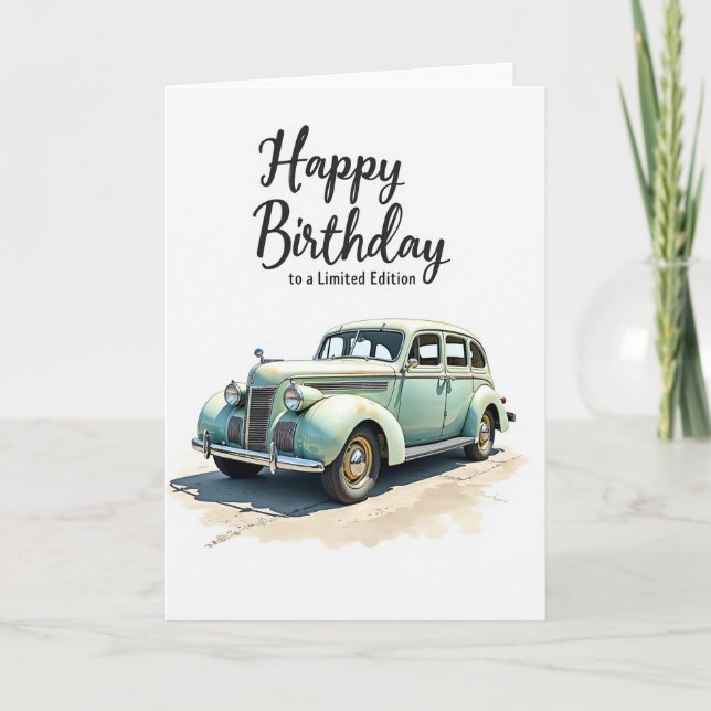 Cartão de Aniversário de Carro Clássico (Frente)