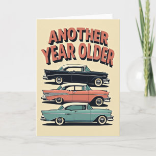 Cartão de Aniversário de Carro Clássico Retro