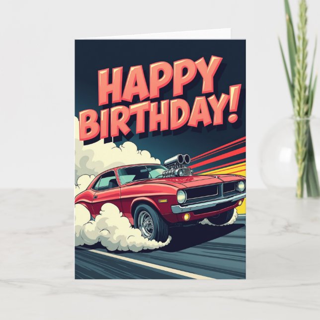 Cartão de Aniversário de Carro Dinâmico (Frente)