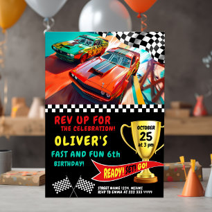 Cartão de aniversário de carro rápido e divertido