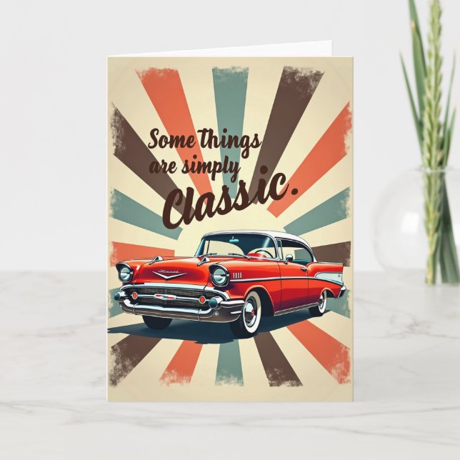 Cartão de Aniversário de Carro Vermelho (Frente)