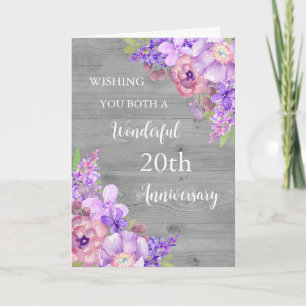 Cartão de Aniversário de Casamento de 20 Floral Ro