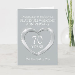 Cartão de aniversário de casamento de platina para