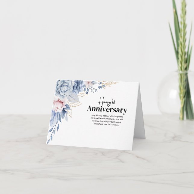 Cartão de Aniversário de Casamento de rua Floral 1 (Frente)