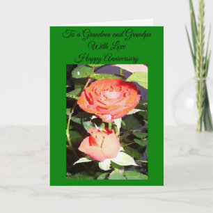 Cartão de Aniversário de Casamento dos Avós Rosa V