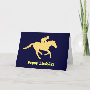 Cartão de Aniversário de Cavalo Azul e Creme