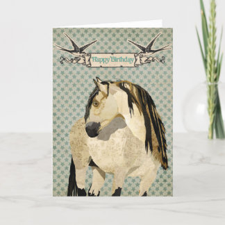 Cartão de Aniversário de Cavalo Branco