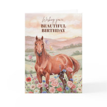 Cartão de Aniversário de Cavalo para Mulheres
