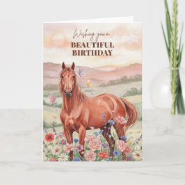 Cartão de Aniversário de Cavalo para Mulheres