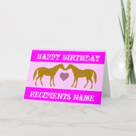 Cartão de Aniversário de Cavalo Rosa