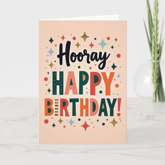 Cartão de Aniversário de Celebração Retrô (Frente)