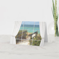 Cartão de aniversário de cena de praia adorável