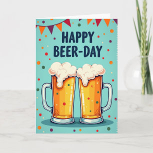 Cartão de Aniversário de Cerveja Espumante