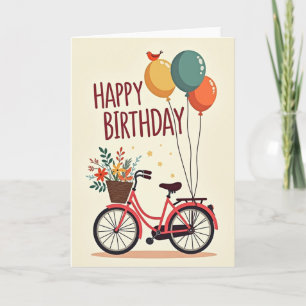 Cartão de Aniversário de Cesta de Bicicleta
