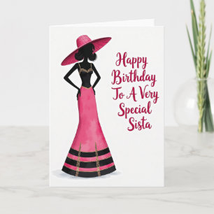 Cartão de Aniversário de Chapéu Rosa Chic