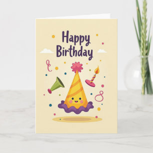 Cartão de Aniversário de Chapéu Sorridente e Capri