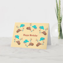 Cartão de Aniversário de Chapéus e Bandanas de Cow